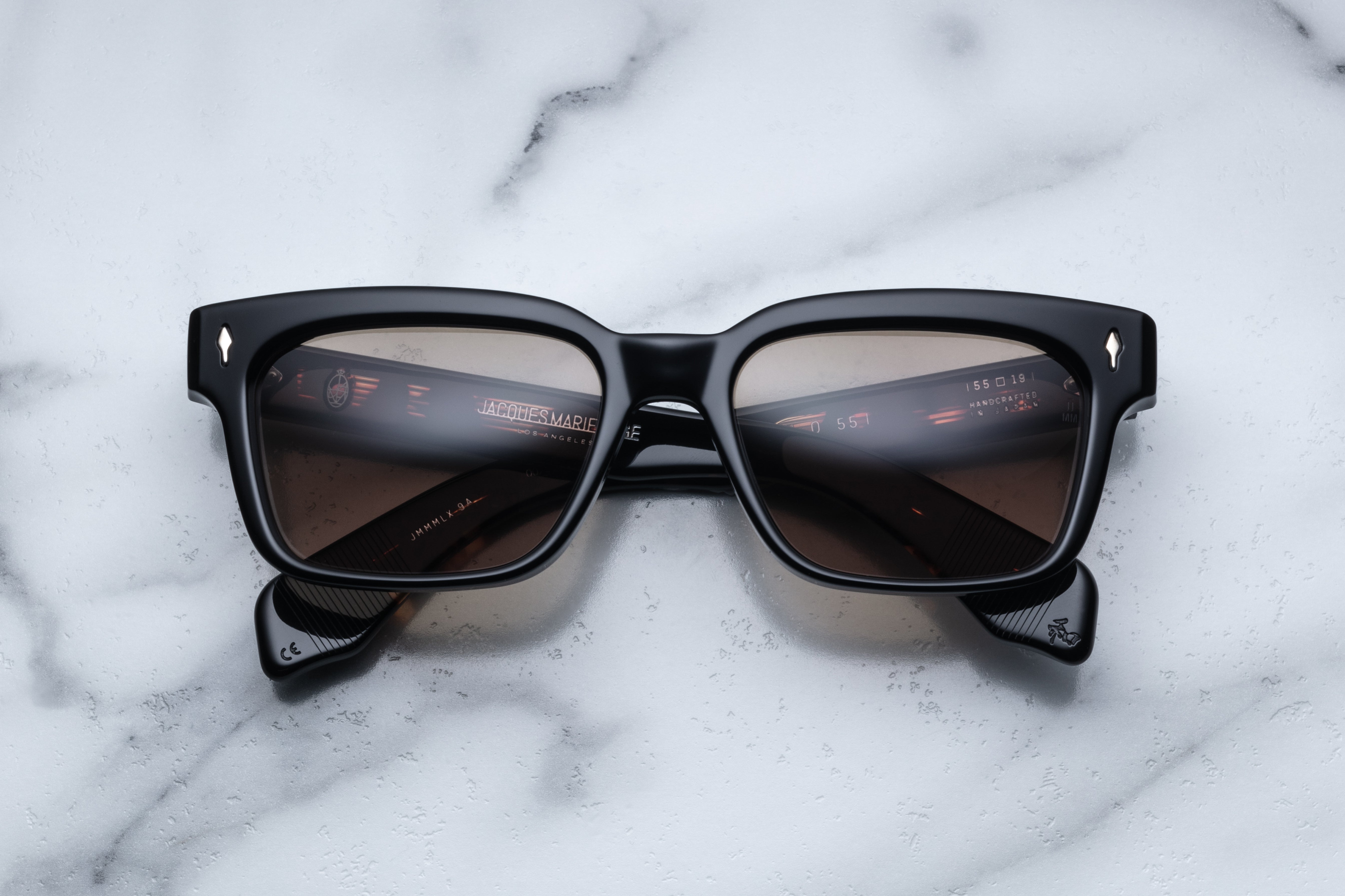 Jacques Marie Mage Molino 55 black sunglasses with a sleek front view, stylish and modern eyewear for everyday wear.