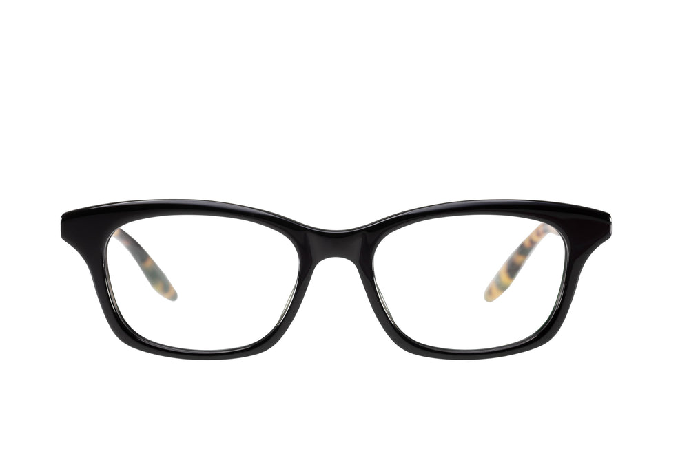 Barton Perreira NANDI sunglasses with black and Tokyo tortoise acetate frames, front view showing stylish design and rounded lenses.