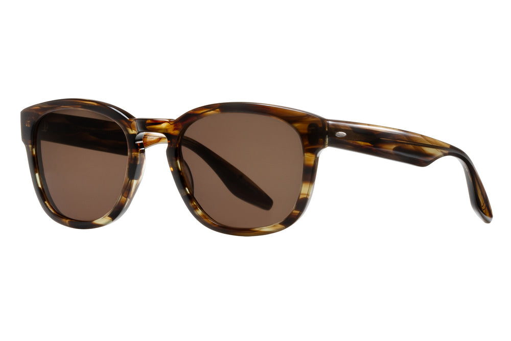 Side view of Barton Perreira Nelson sunglasses in Sulcata Tortoise and Espresso with rounded frames