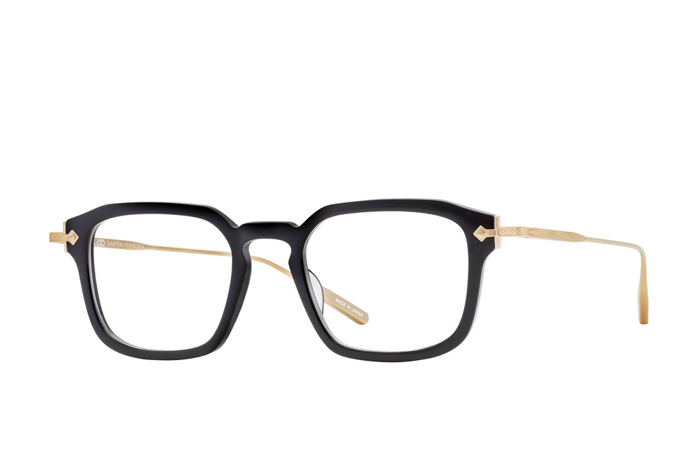 Black and gold Nolan sunglasses by Barton Perreira with sleek side accents and stylish frame details.