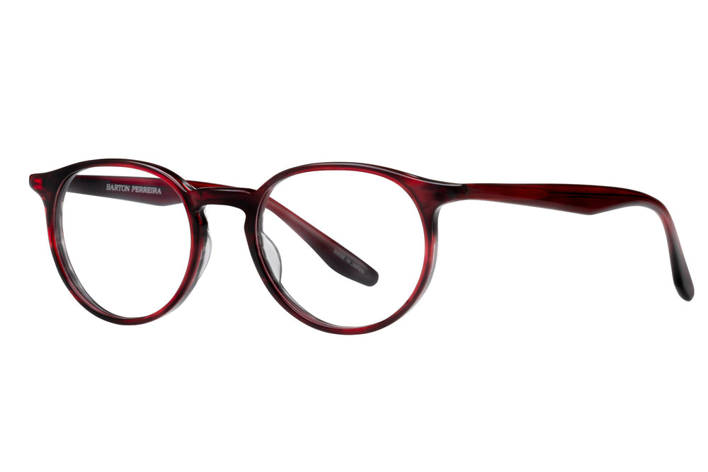 Barton Perreira Norton RX Cabernet sunglasses with black frames and dark lenses, shown from a side angle.