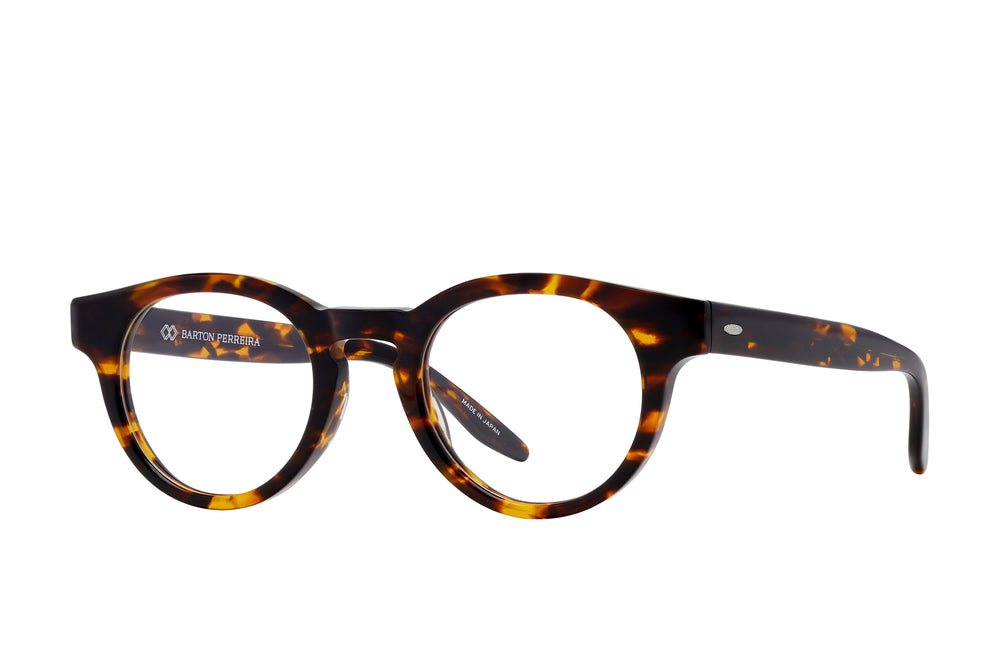 Barton Perreira Oxford sunglasses with classic tortoise shell frames, side view showing sleek and stylish design.