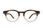 Barton Perreira Oxford sunglasses with a hickory gradient frame and clear lenses, front view showing stylish design