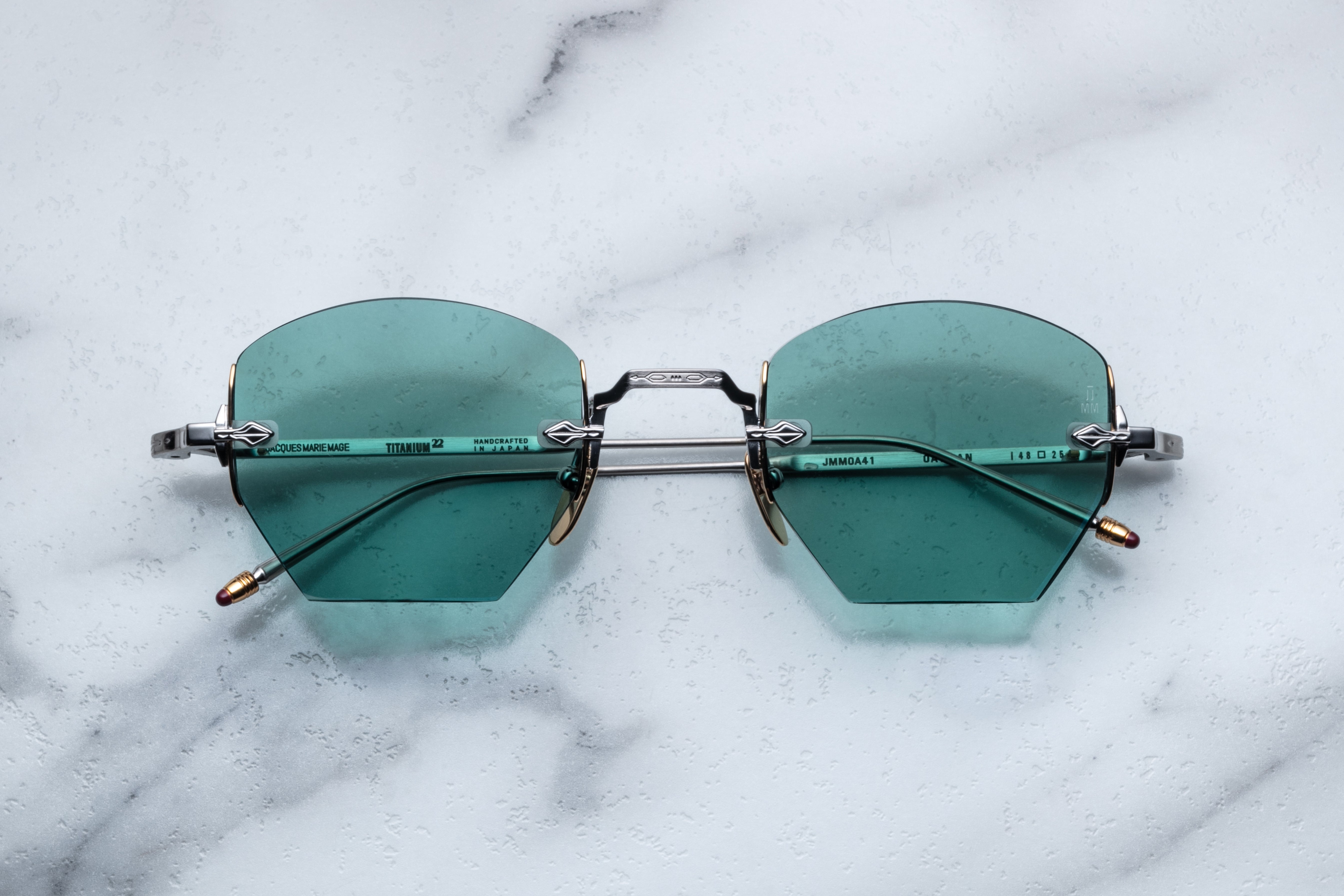 Silver Oatman sunglasses by Jacques Marie Mage with a sleek front view showcasing their stylish design and premium finish.