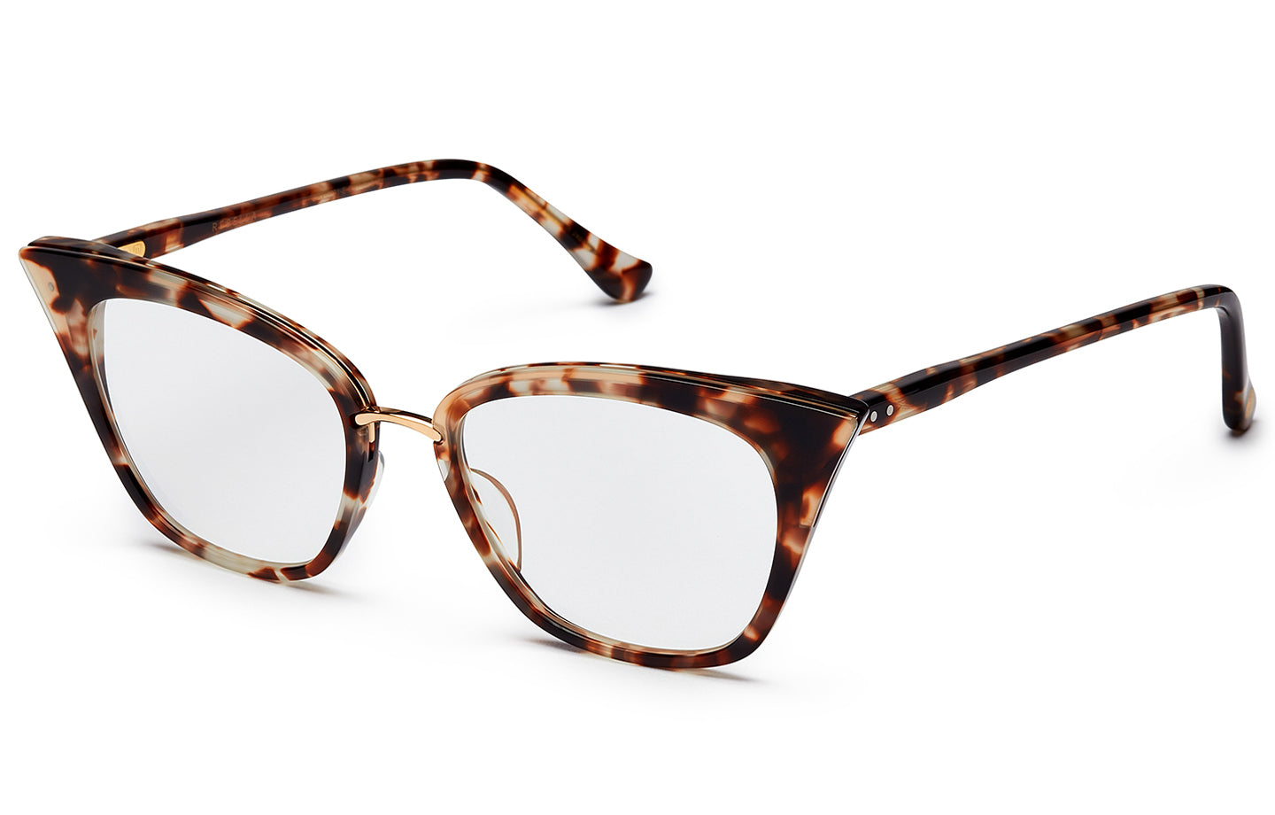 Dita REBELLA sunglasses with gold-colored frames and dark lenses, shown from an angled view.