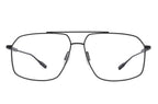 Black satin RENZO sunglasses by Barton Perreira with sleek, modern design and bold frames seen from the front.