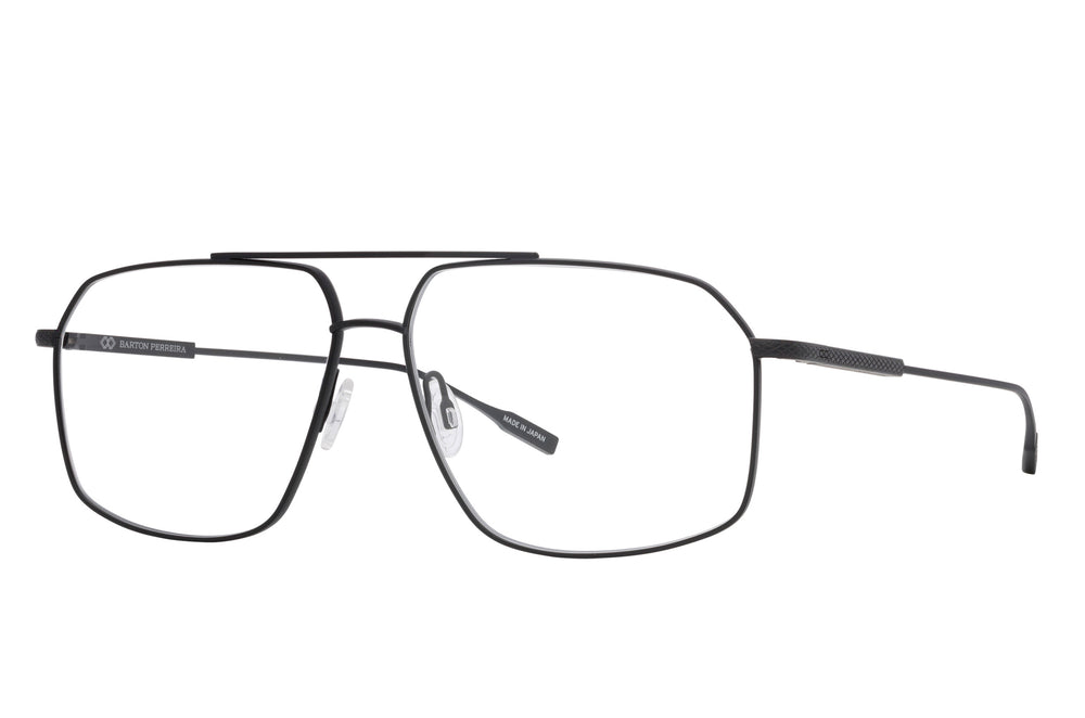 Renzo Barton Perreira black satin sunglasses with sleek side detail and modern design.