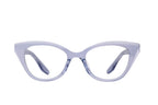 Barton Perreira RHEA sunglasses with blue smoke lenses and silver frame, front view showing stylish design and sleek finish.