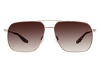 Barton Perreira 007 Royale sunglasses with gold and silver frame, smokey topaz lenses, front view showcasing elegant design.