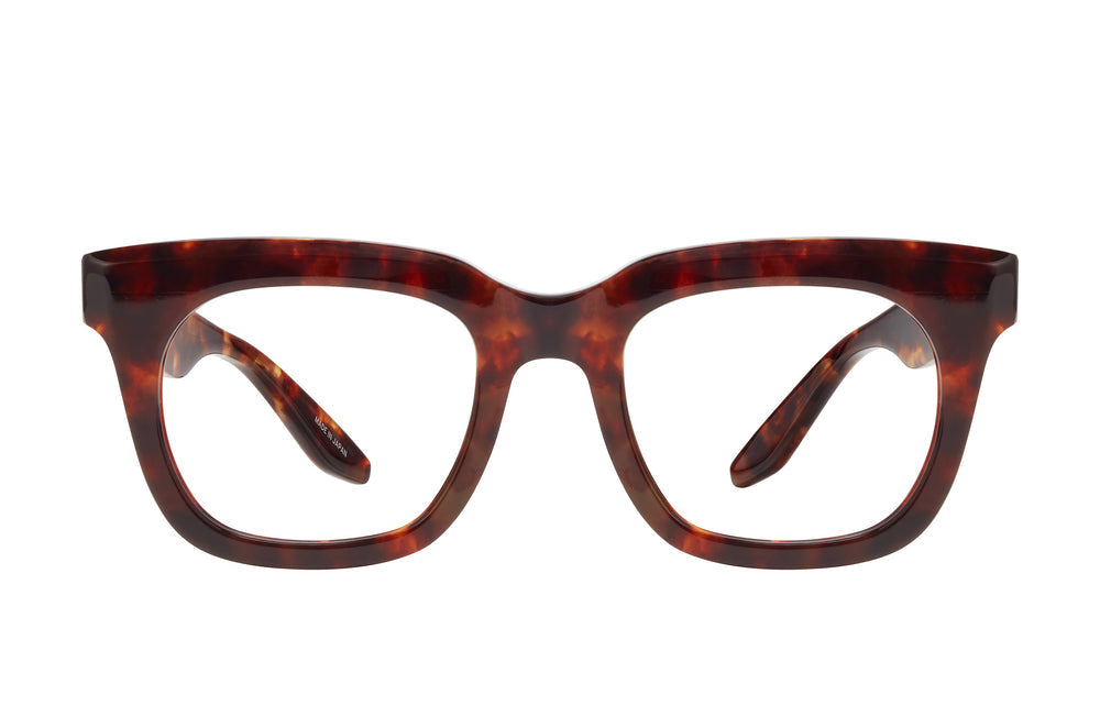 Barton Perreira SAMO sunglasses with chestnut-colored frames and clear lenses, front view showing stylish design.