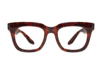 Barton Perreira SAMO sunglasses with chestnut-colored frames and clear lenses, front view showing stylish design.