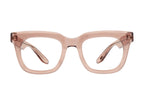 Barton Perreira SAMO mauve sunglasses with rounded frames and clear lenses, front view showing stylish design.