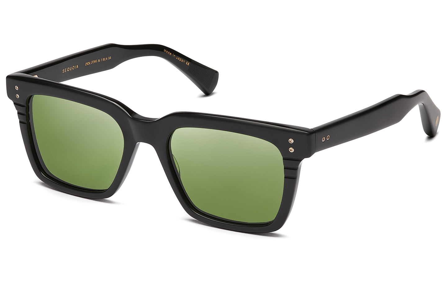 Dita Sequoia sunglasses with black frames and dark lenses, shown from an angled side view.