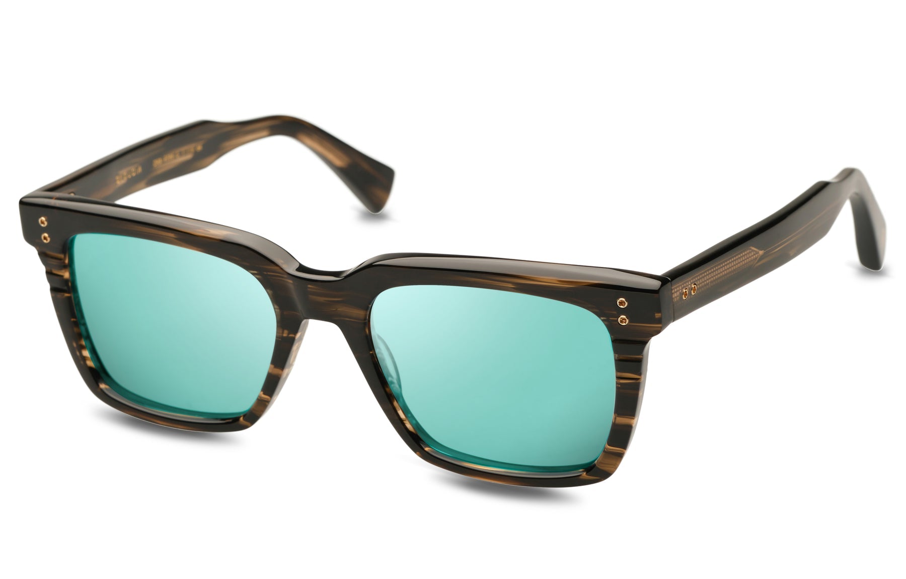 Dita Sequoia sunglasses with round gold frames and brown tinted lenses, shown from a side angle.