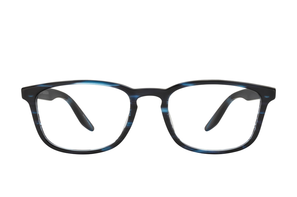 Barton Perreira Thompson matte midnight sunglasses with rectangular frames and dark tinted lenses, front view.