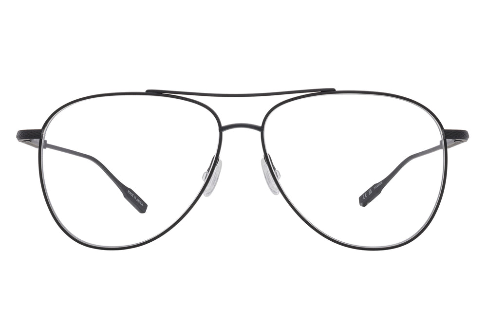 Black satin Trask sunglasses by Barton Perreira with sleek, modern design and rectangular frames, front view showing the stylish lenses.