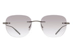 Barton Perreira Tyrone rimless sunglasses with pewter smoke lenses and sleek frame, front view showing modern eyewear design.
