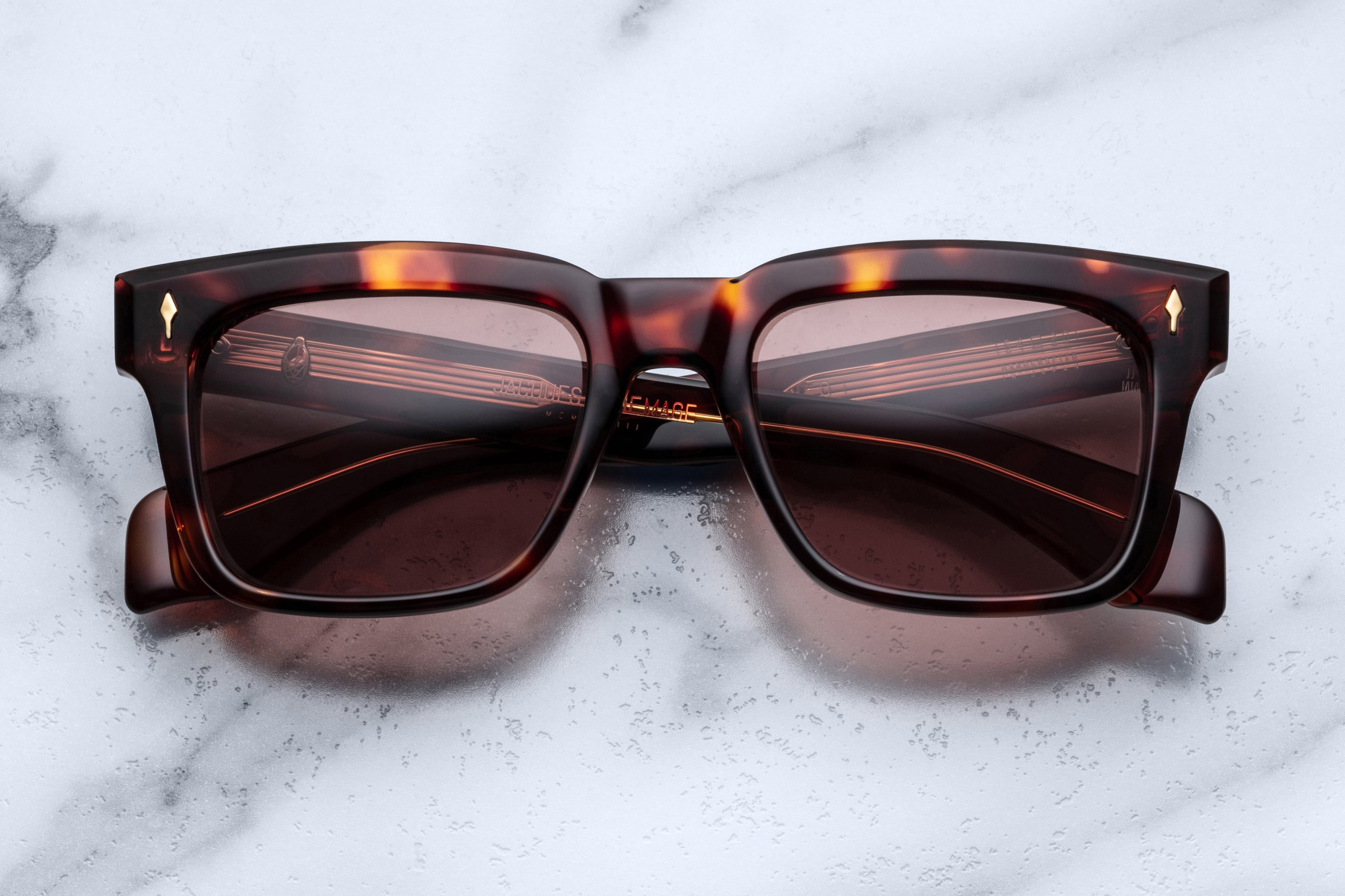 Jacques Marie Mage Torino Havana sunglasses with round frames and tinted lenses, showcasing stylish and sophisticated eyewear.