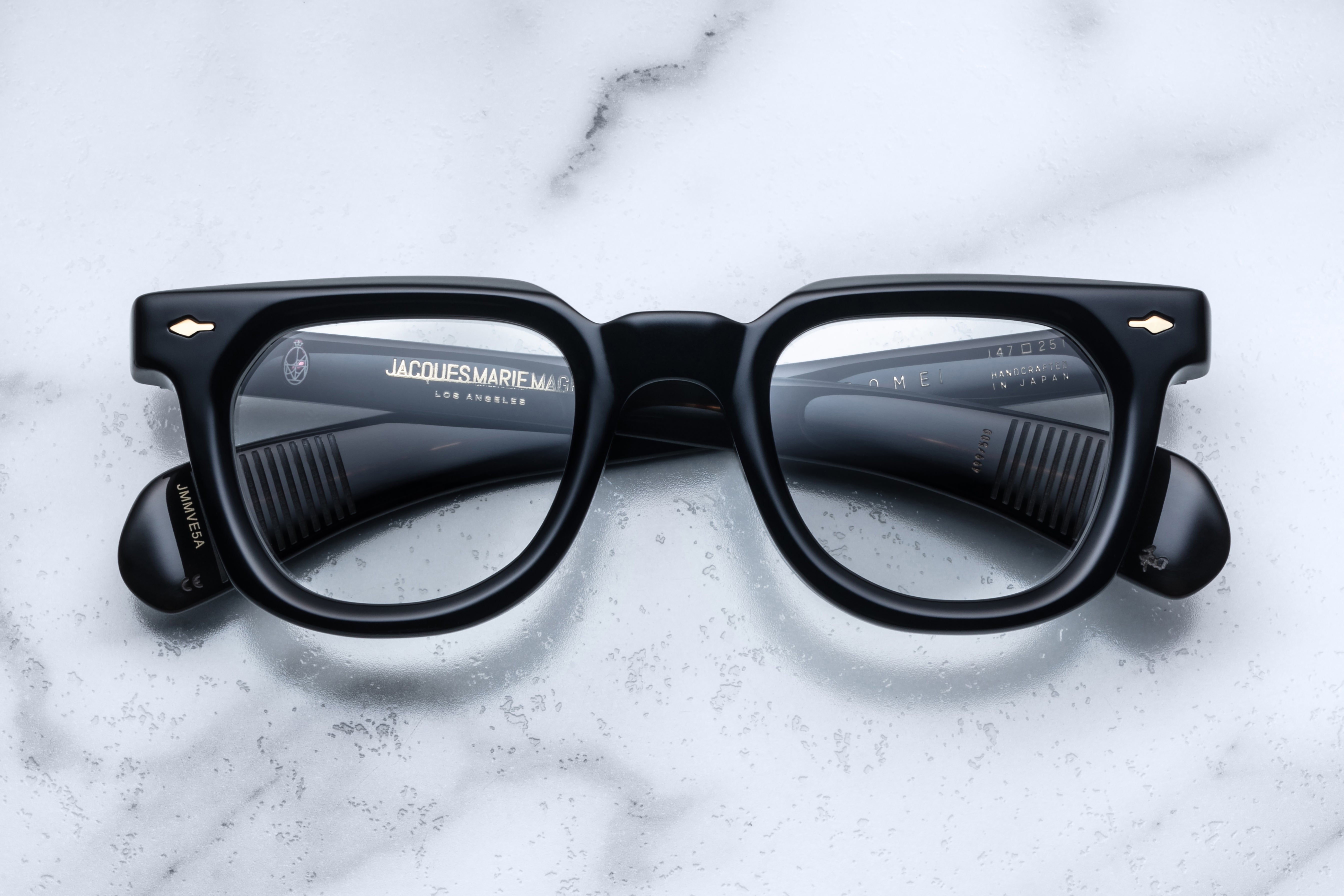 Jacques Marie Mage Vendome Noir optical glasses with black frames and clear lenses shown from the front.