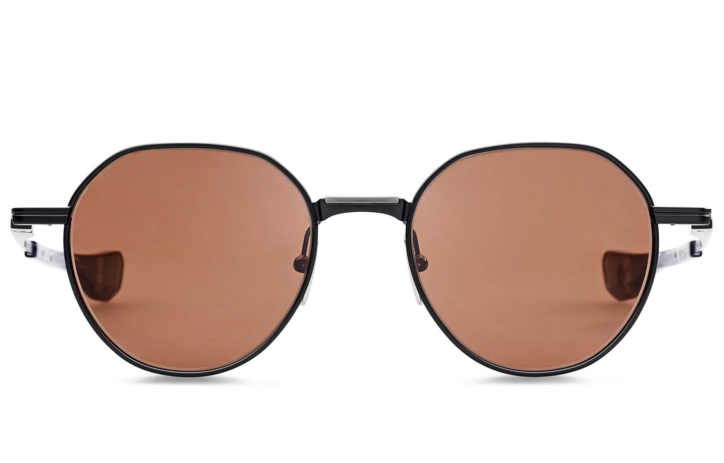 Dita VERS-ONE eyeglasses with sleek black frames and clear lenses, front view showing modern design and subtle branding.