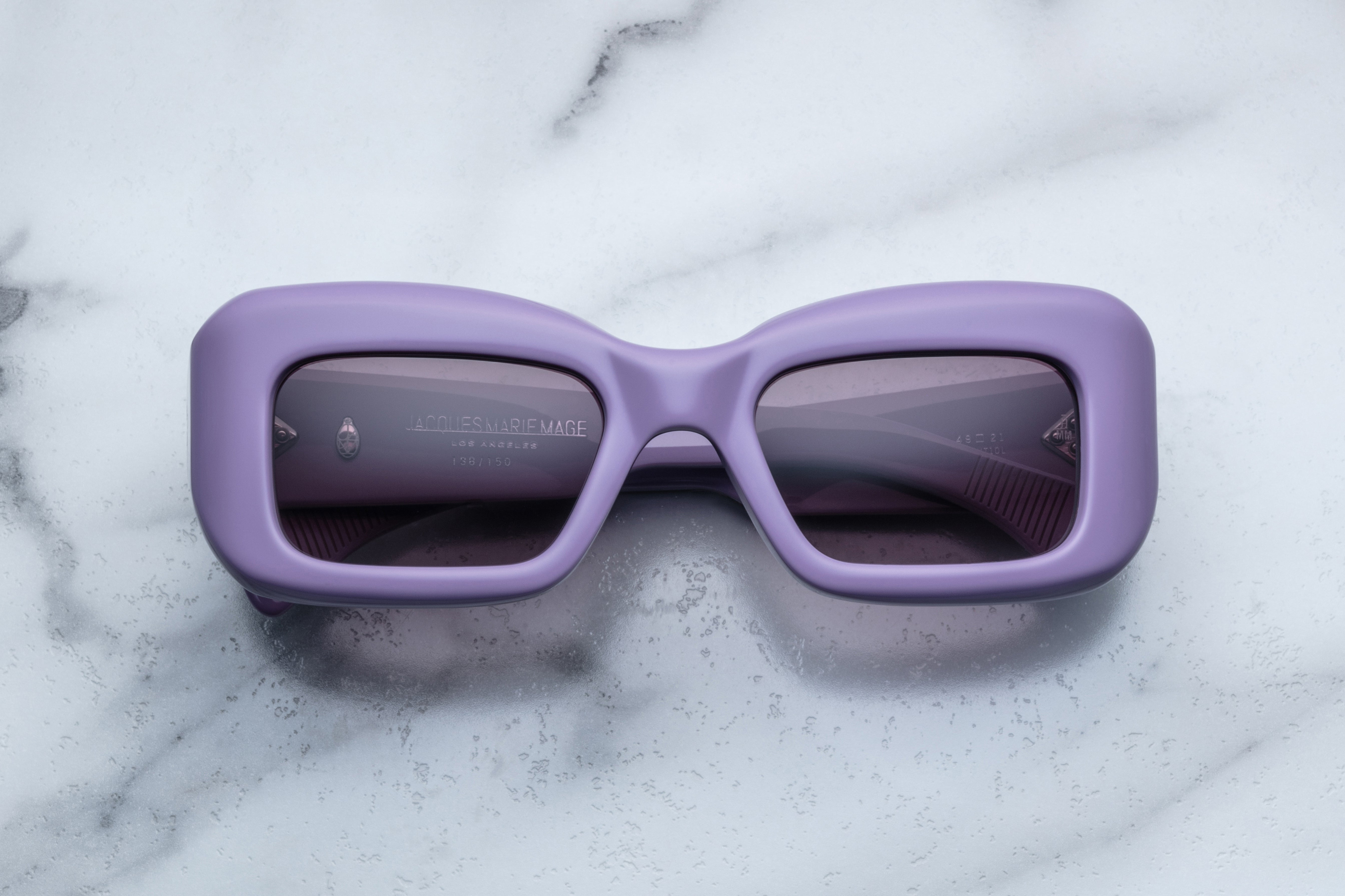 Jacques Marie Mage VITO lavender sunglasses with a sleek front view, showcasing modern design and tinted lenses.