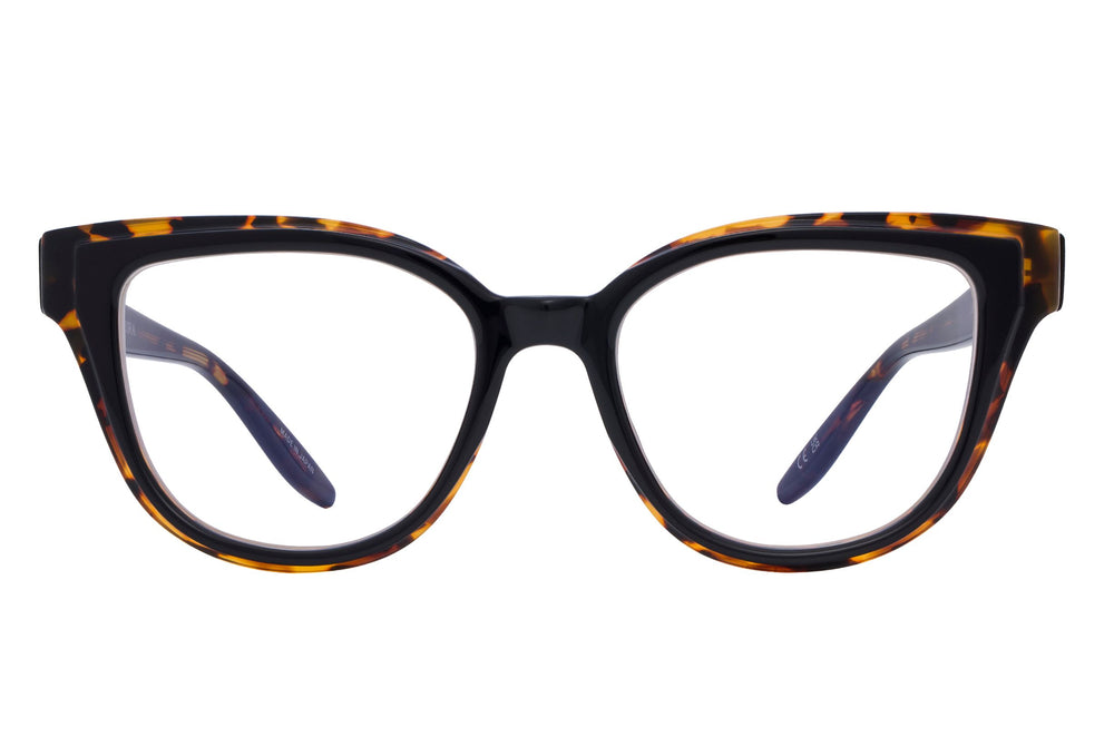 Barton Perreira Welch sunglasses with black amber tortoise acetate frames and front view showing stylish design.