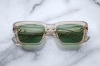 Jacques Marie Mage Walker beige sunglasses with rounded frames and clear lenses, front view showing stylish design.