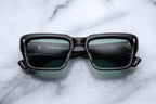 Jacques Marie Mage Walker sunglasses with black fade frames and clear lenses, stylish eyewear for a modern look.