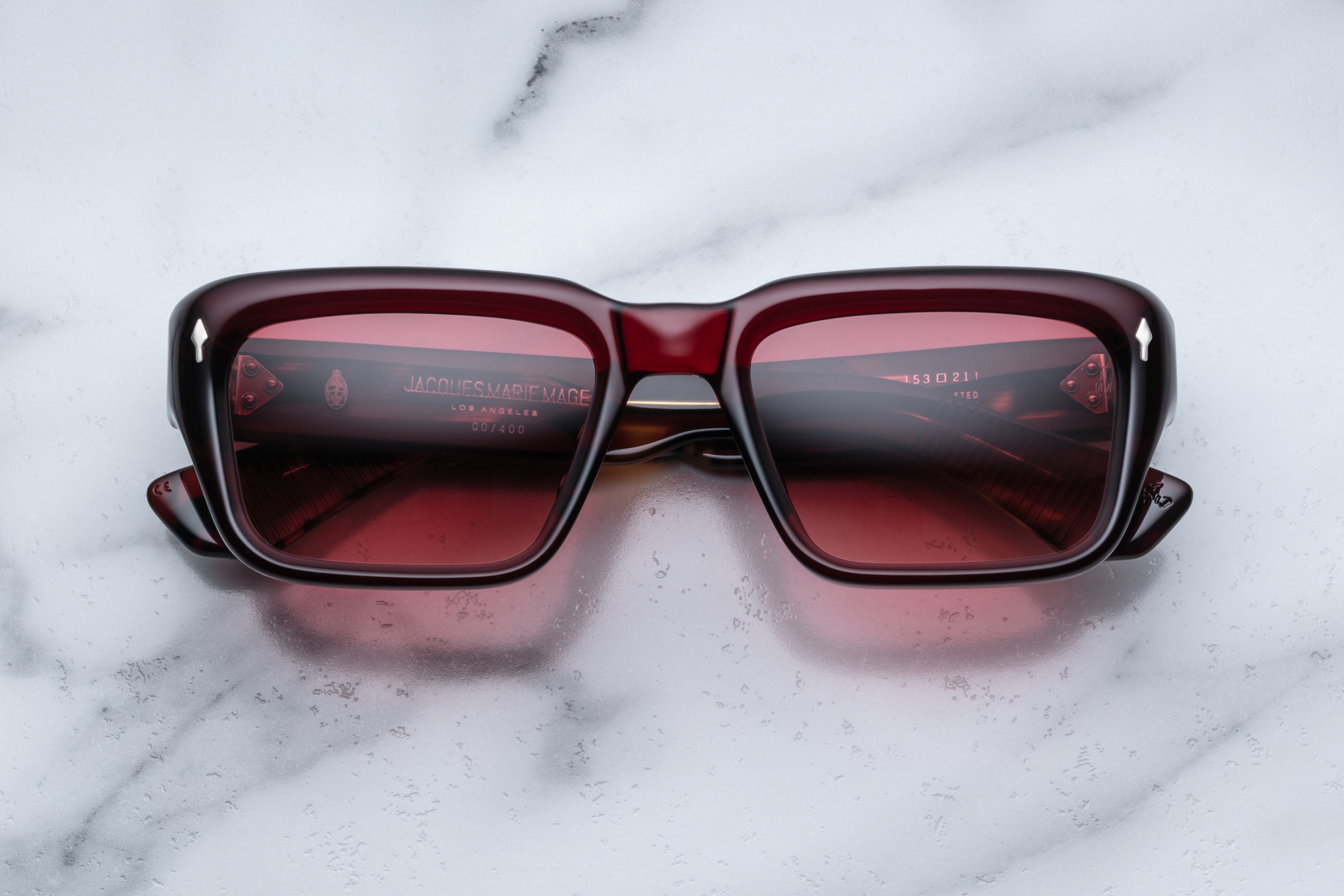 Jacques Marie Mage Walker sunglasses in burgundy with a sleek front view, showcasing stylish designer eyewear.