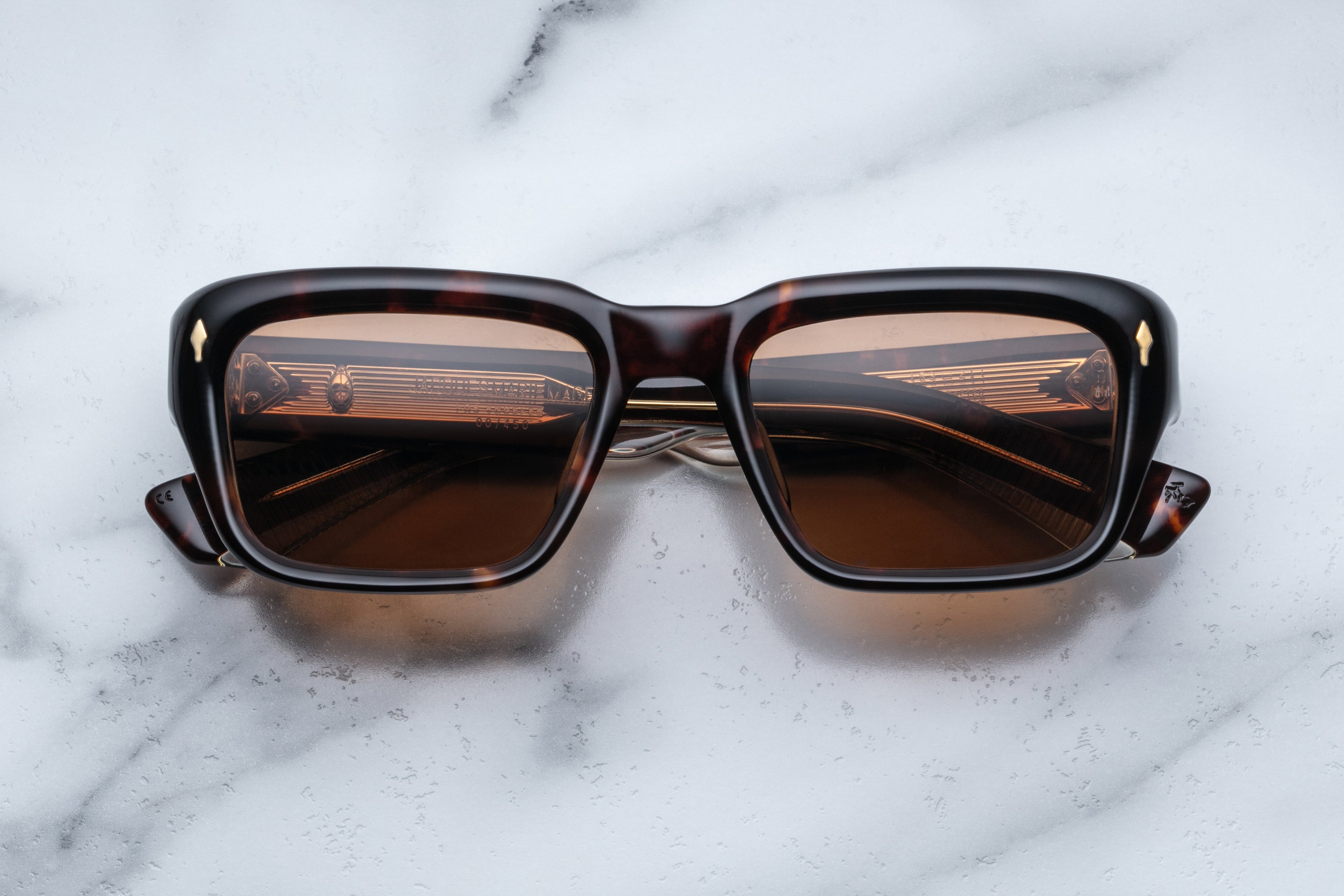Jacques Marie Mage Walker Havana sunglasses with rounded frames and tinted lenses, close-up front view.