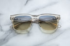 Jacques Marie Mage Wesley beige sunglasses with round frames and clear lenses, front view showing stylish design.