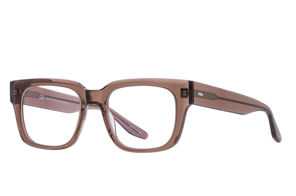 Barton Perreira ZANDER sunglasses with tobacco-colored frames and side details, shown from a side angle.