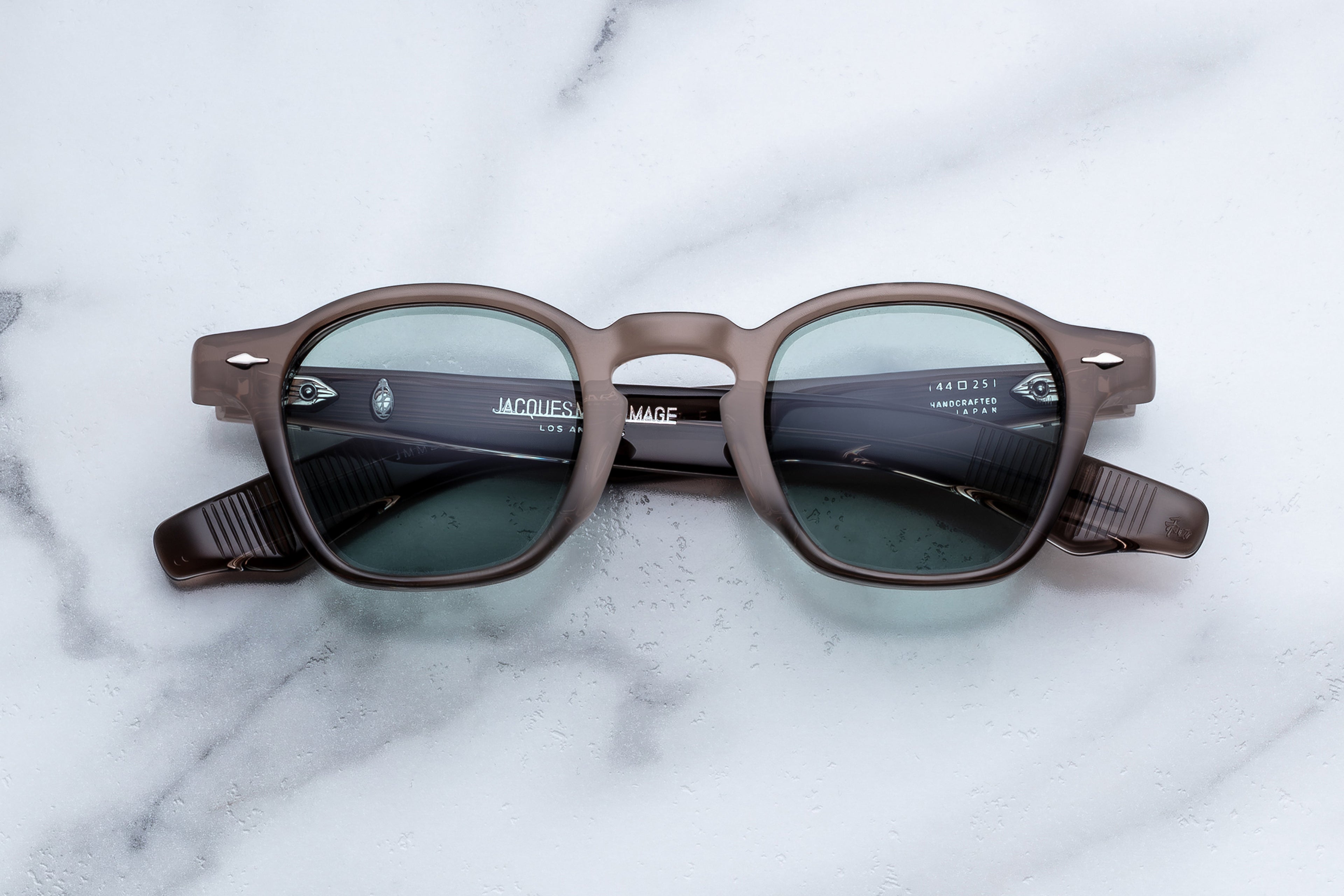 Jacques Marie Mage Zephirin sunglasses in dusty jade with a front view, showcasing sleek design and tinted lenses.