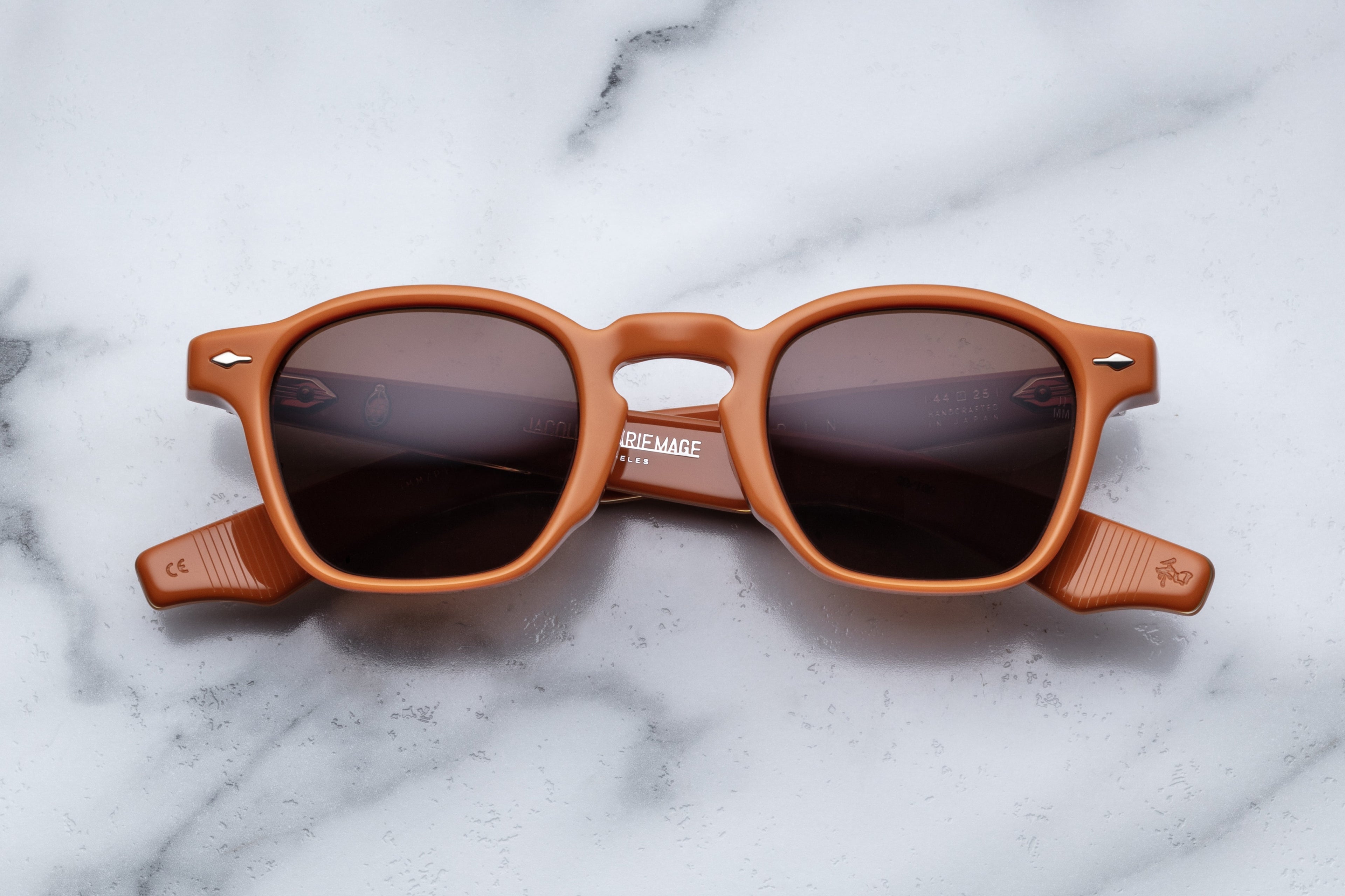 Jacques Marie Mage Zephirin sunglasses with bold red Hot Rod frame, front view showing sleek design and tinted lenses.