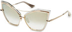 Close-up of the DITA CREATURE eyeglasses featuring sleek black frames and clear lenses on a white background.