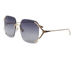 Close-up of Gucci 0646S sunglasses with dark tinted lenses and black frame, showcasing stylish eyewear design.